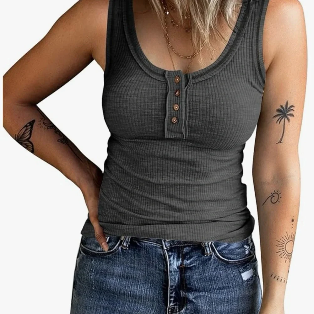 NWT SUNBS Women Tank Tops Ribbed Summer Sexy Sleeveless. - Picture 1 of 7